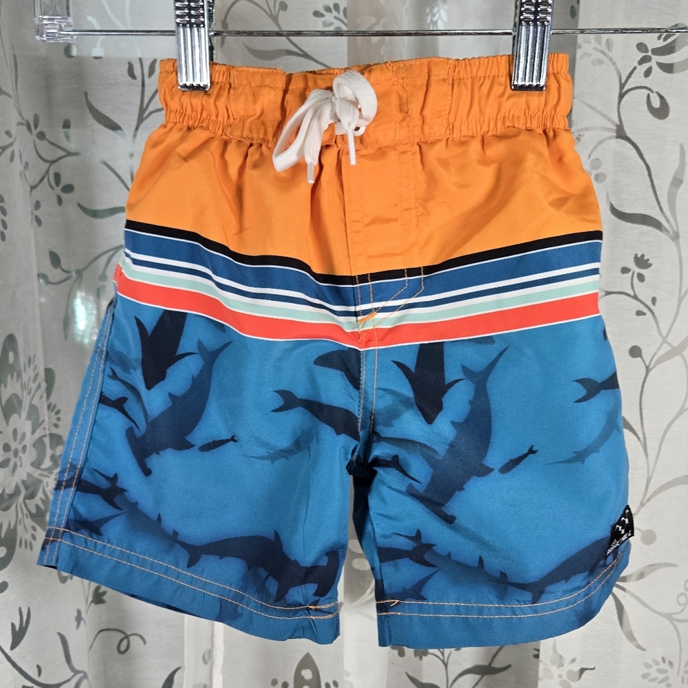 Big Chill Boys Swim‎ Trunks Size 4 – Shark Print, Blue & Orange